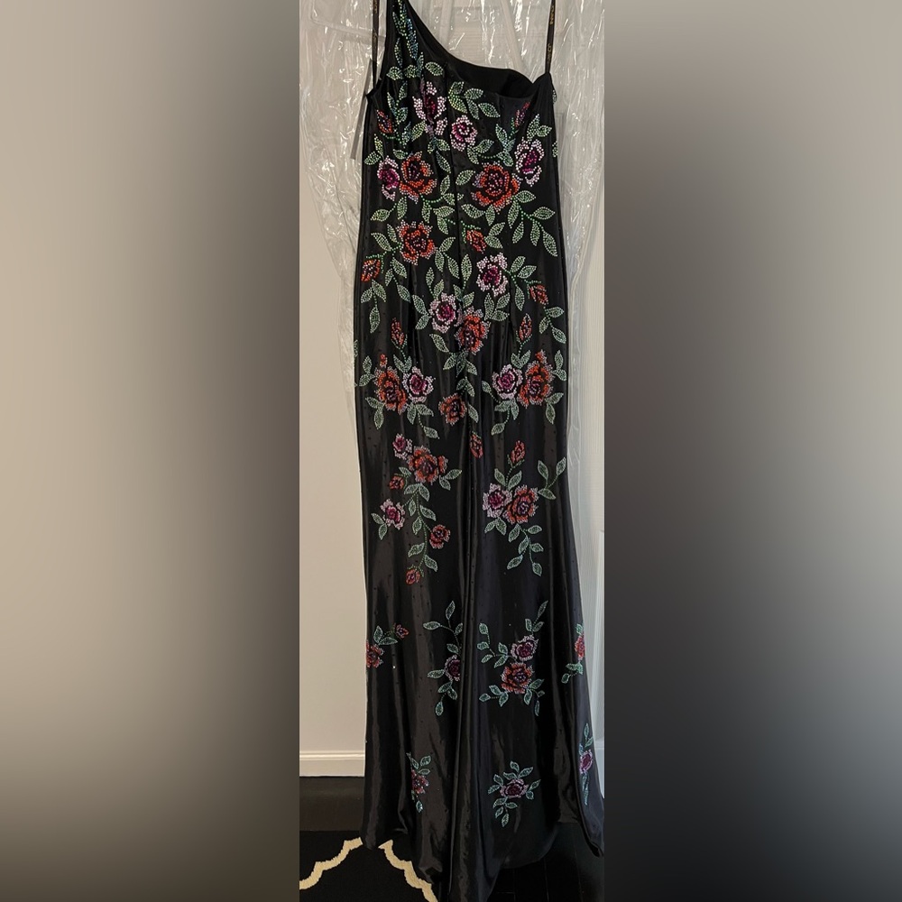 JOVANI Black Floral One-Shoulder Dress - BRAND NEW - Picture 5 of 6